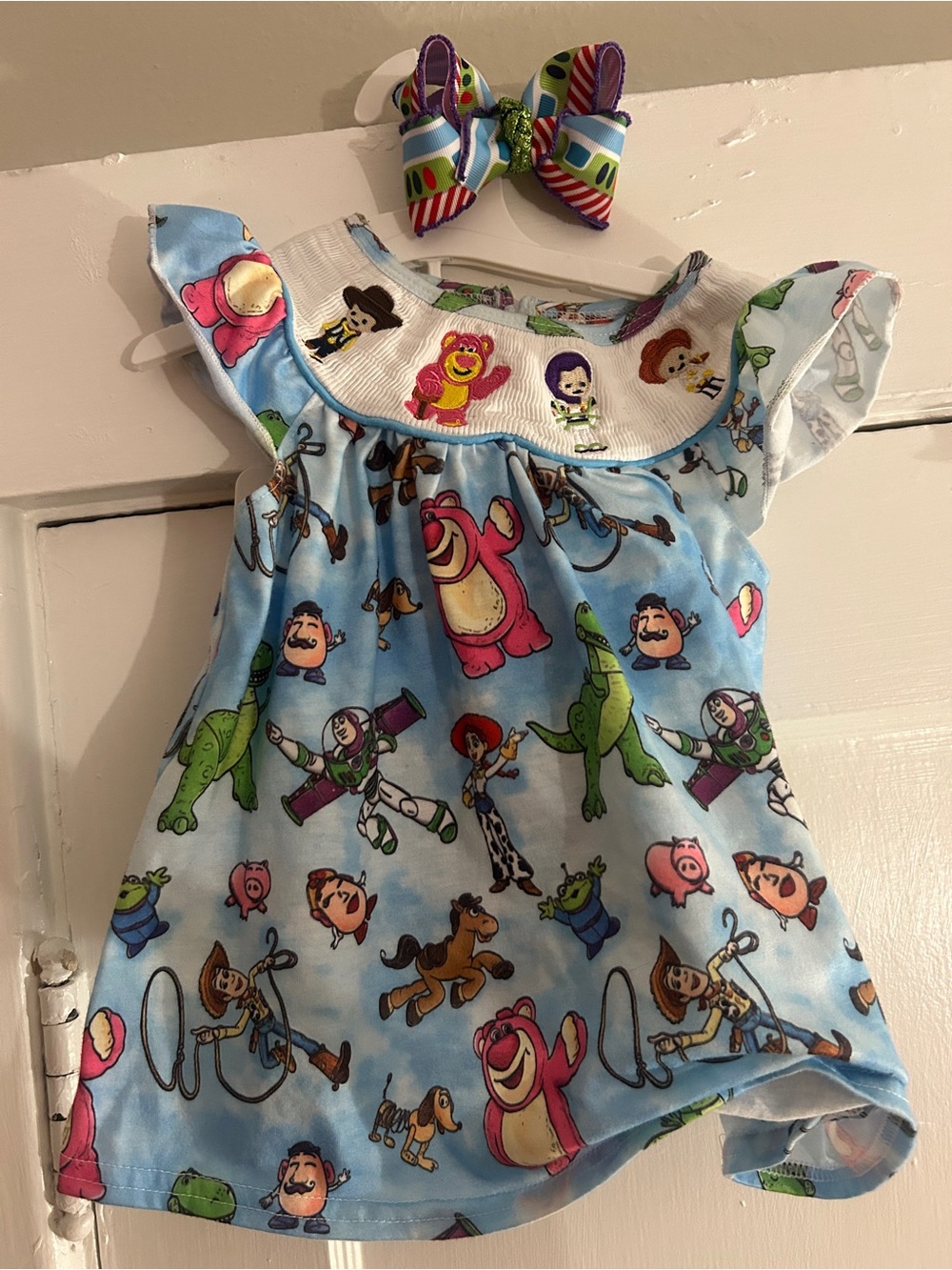 Toy Story Girls Smocked Outfit and Bow